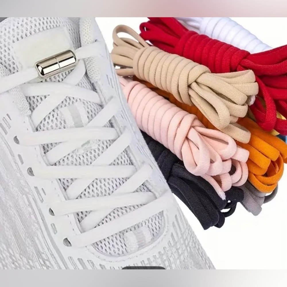 No Tie Shoelaces Kids Orange Elastic Silicone Magnetic Capsule Buckle Ring Ends